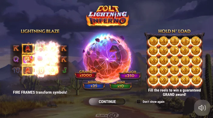 Colt Lightning Inferno glavni zaslon